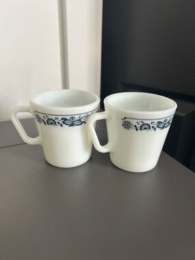 Pyrex Old Town Blue Mug Milk Glass Vintage 1970’s Pair of Mugs